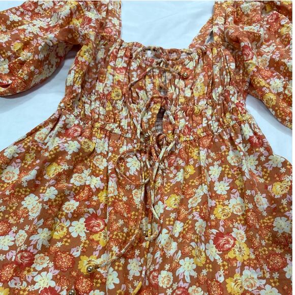 NWT Free People Womens Small Show Me Love Romper Floral Smocked Boho Feminine - Picture 4 of 10